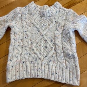 Oshkosh Chunky Knit Fisherman Sweater Cream Colourful size 3T balloon sleeve